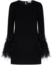 P.A.R.O.S.H. - Feather Embellished Mini Dress - Lyst