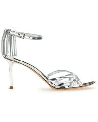 Sergio Levantesi - Metallic Effect Ankle Strap Sandals - Lyst