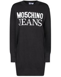 Moschino - Logo Intarsia Knit Crewneck Mini Dress - Lyst