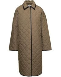 Totême - Beige Quilted Cocoon Coat In Cotton - Lyst