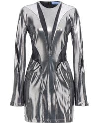 Mugler - Abito Mini Effetto Metallico Dresses Silver - Lyst