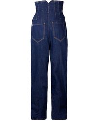 Sportmax Button Detailed Straight Leg Jeans in Blue | Lyst