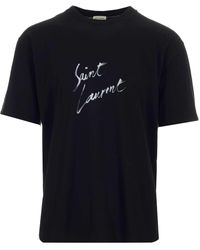 saint laurent 50s signature destroyed t shirt