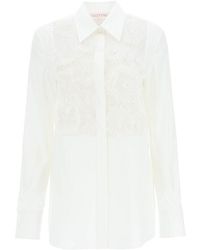 Valentino - Embroidered Front-tie Shirt - Lyst