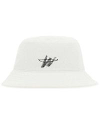 we11done Logo Print Bucket Hat - White