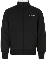 Valentino Logo Embroidered Track Jacket - Black