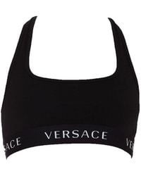 Versace Logo Band Sports Bra - Black