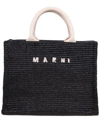 Marni - Logo Embroidered Small Basket Bag - Lyst