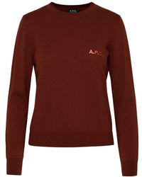 A.P.C. - Sylvaine Brick Red Cotton Sweater - Lyst