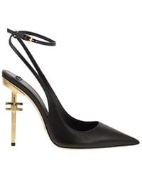 Elisabetta Franchi - Nappa Leather Slingback With Strap - Lyst