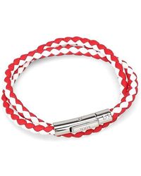 Tod's White And Red Leather Double Wrap Bracelet - Pink