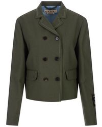 Marni - Forest Double-breasted Jacket With Contrast Stitching - Lyst