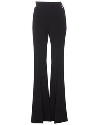 Elisabetta Franchi - Stretch Crepe Palazzo Trousers With Charms - Lyst