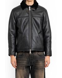 Giorgio Brato - Shearling-trim Zipped Leather Jacket - Lyst