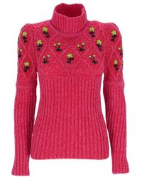 Cormio - Oma Floral Embroidery Turtleneck Sweater - Lyst