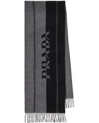Prada - Logo Wool Jacquard Scarf - Lyst