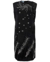 Prada - Embellished Sleeveless Dress - Lyst