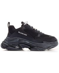 Balenciaga Triple S Runner Leather And Mesh Trainers - Black