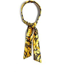 Versace Barocco Printed Bow Detailed Headband - Yellow