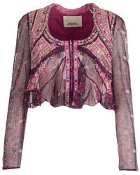 Isabel Marant - Floral Printed Cropped Blouse - Lyst