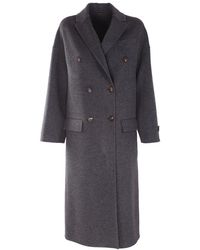 Brunello Cucinelli - Double Breasted Coat - Lyst