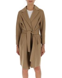 Max Mara Arona Belted Short Robe Coat - Natural