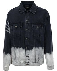 MSGM - Button Detailed Long-sleeved Denim Jacket - Lyst