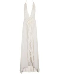 Blumarine - Georgette Dress With Draped Waist - Lyst