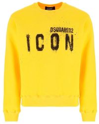 DSquared² Icon Painted Crewneck Sweatshirt - Yellow