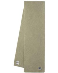 Burberry - Logo Embroidered Ribbed-knit Scarf - Lyst