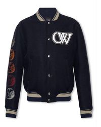 Off-White c/o Virgil Abloh - Moon Phase Logo Wool-blend Varsity Jacket - Lyst