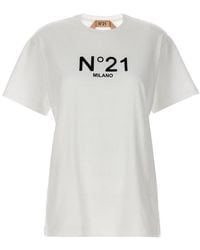 N°21 - Flocked Logo Crewneck T-shirt - Lyst