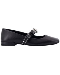 Versace - Gianni Ribbon Leather Ballerina Flats With Studded Bow - Lyst