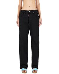 DSquared² - High Waisted Straight Leg Jeans - Lyst