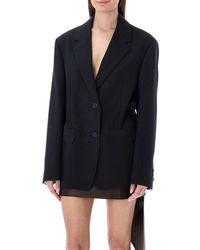 Prada - Single Breasted Belted Tailored Blazer - Lyst