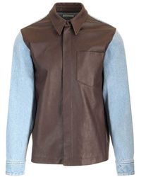 Dries Van Noten - Leather And Denim Jacket - Lyst