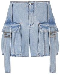 Fendi - Ff Baguette Buckled Denim Shorts - Lyst