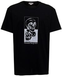 Alexander McQueen Man 's Cotton T-shirt With Logo Print - Black