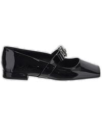 Versace - Gianni Ribbon Square-Toe Ballerina Shoes - Lyst