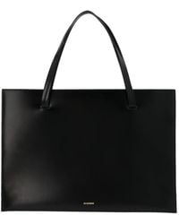 Jil Sander Logo Top Handle Tote Bag - Black