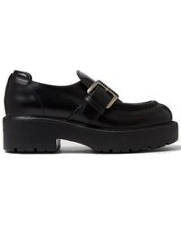 Miu Miu Buckled Platform Loafers - Black