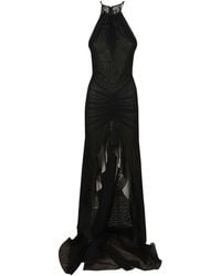 David Koma - Ruched Front & Ruffle Hem Detail Mesh Gown - Lyst