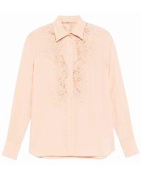 Ermanno Scervino - Lace-Panel Curved Hem Shirt - Lyst