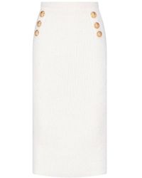 Balmain Buttons Midi Skirt - White