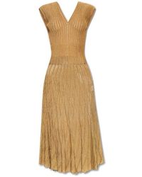 Alaïa - V-neck Ribbed-knit Lurex Dress - Lyst
