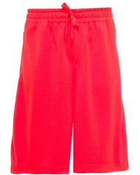 Dolce & Gabbana - Dcole & Gabbana Red Jersey Bermuda Shorts With Logo - Lyst