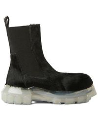 Rick Owens Beatle Bozo Tractor Leather Chelsea Boots - Black