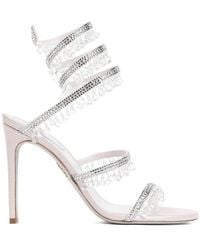 Rene Caovilla - Cleo Crystal-embellished Satin Sandals - Lyst