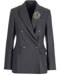 Brunello Cucinelli - Peak-lapel Double-breasted Blazer - Lyst