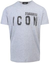 DSquared² - Icon Spray Cotton T-shirt Grey - Lyst